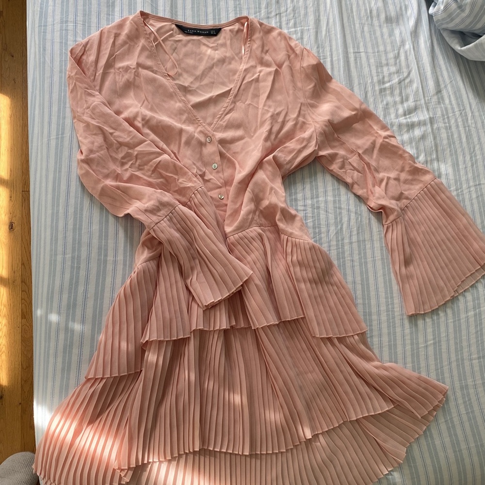 Zara Blush Pink V-Neck Blouse